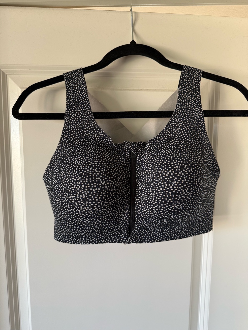 lululemon Black and White Enlite Front-Zip High Impact Sports Bra